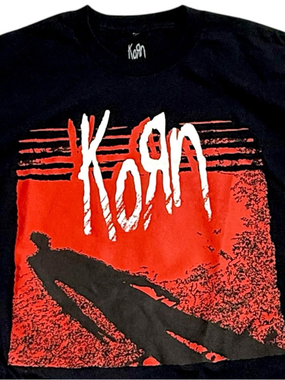 Korn Band T Shirt Mens Medium Black Red Graphic Rock Tee Cotton Metalcore Music